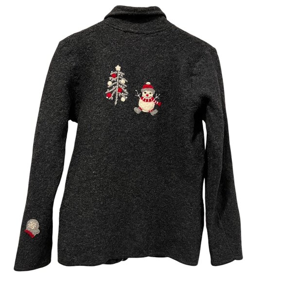 Coldwater Creek Snowman Zip Sweater Jacket, Wool, Charcoal, S - Picture 8 of 9